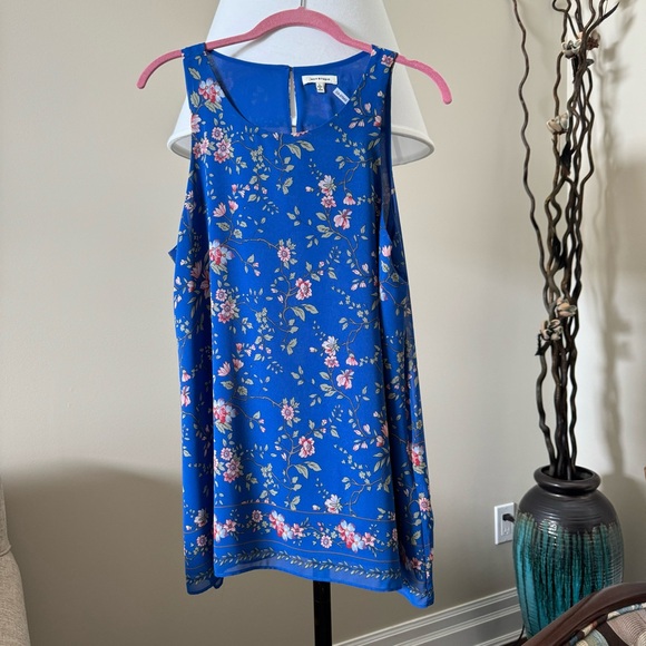 Max Studio Floral Print Sleeveless Top Blouse Size Large - Picture 4 of 9